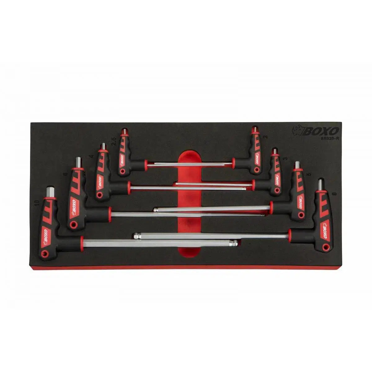 Happybuyes 8-Piece Metric 2 Way T-Handle Ball Hex Key Set | 1/3rd EVA Foam BX020-R