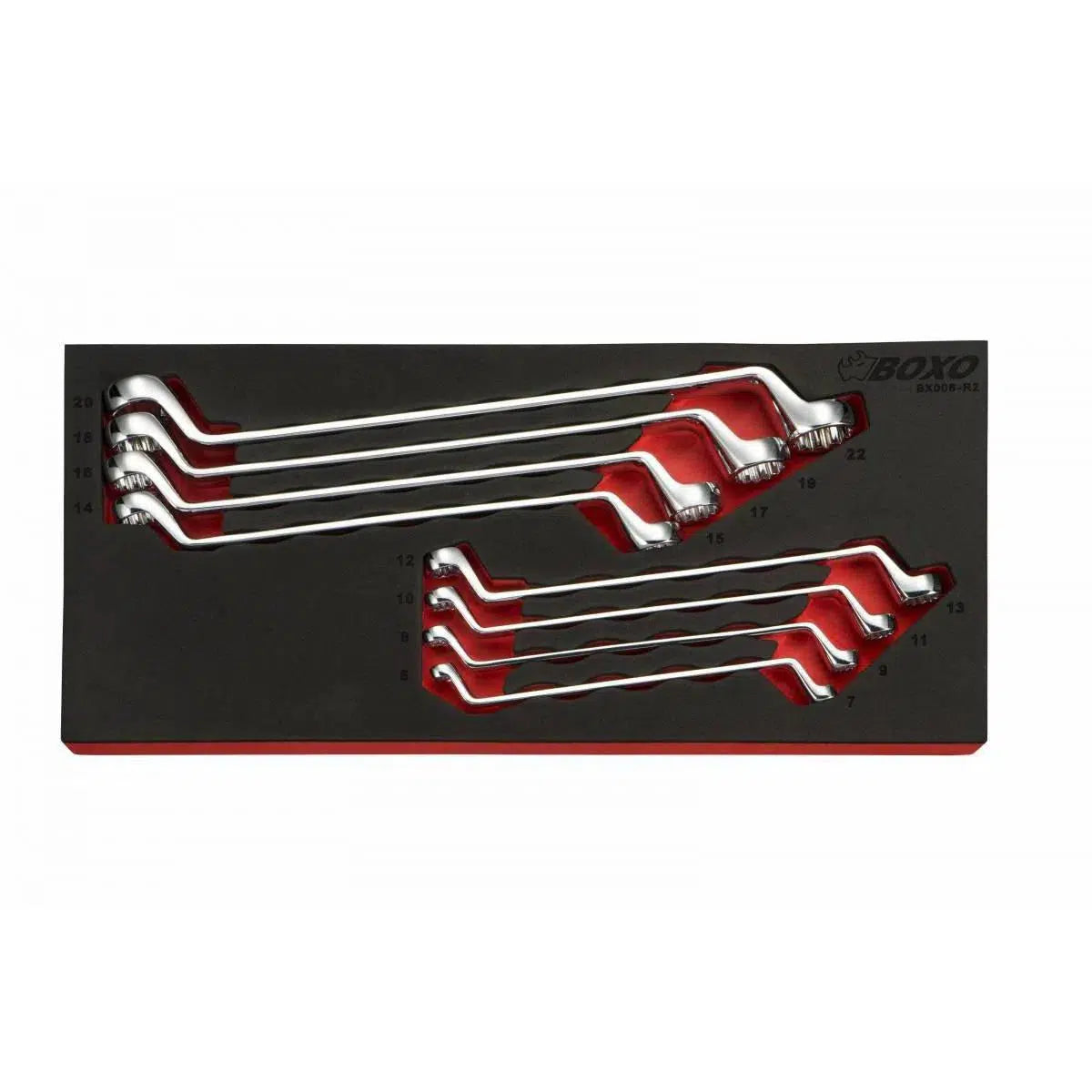Happybuyes 8-Piece Metric 75° Offset Double Box End Wrench Set | 1/3rd EVA Foam BX008-R2