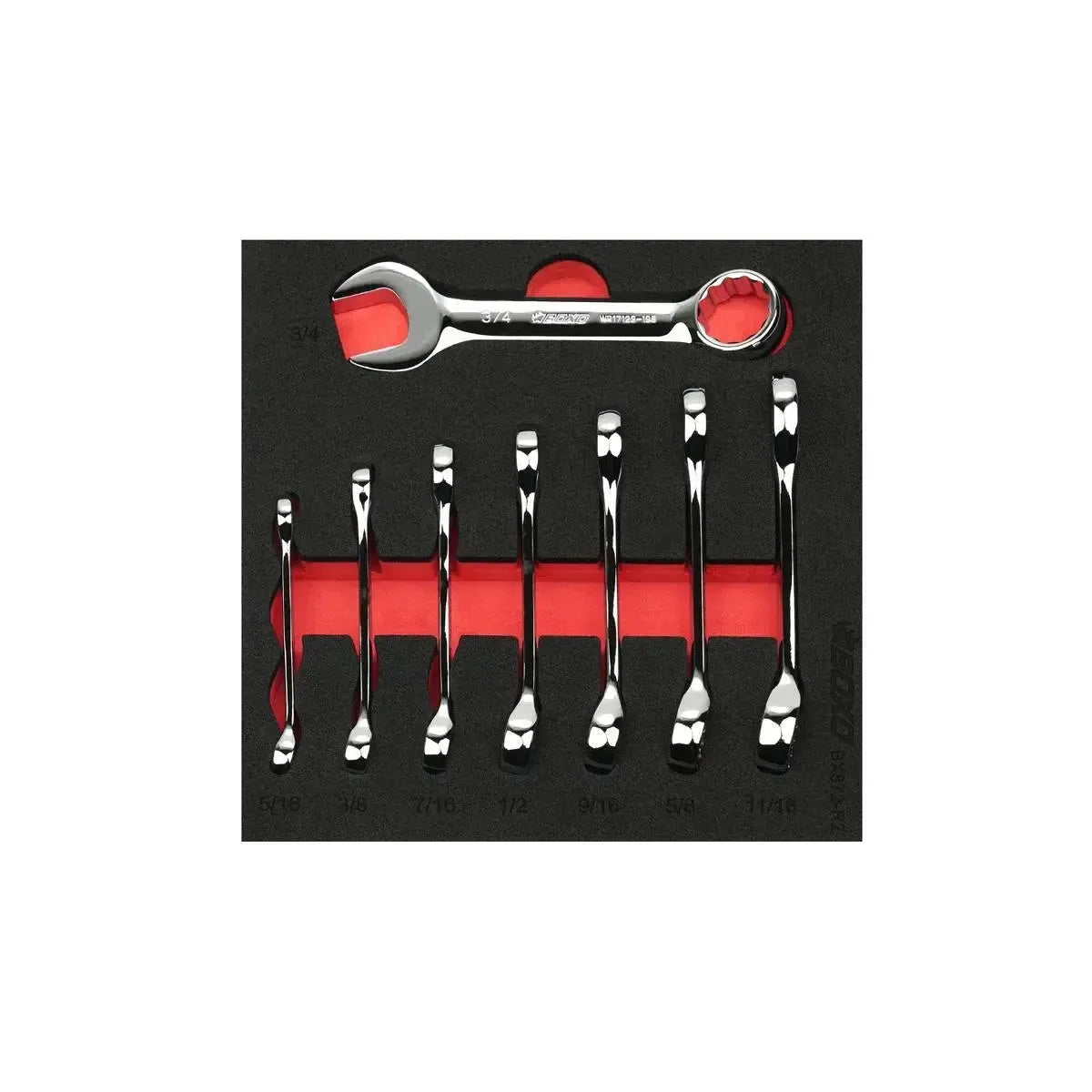 Happybuyes 8-Piece SAE Stubby Combination Spanner Set | 1/6 Drawer EVA Foam BX872-R2