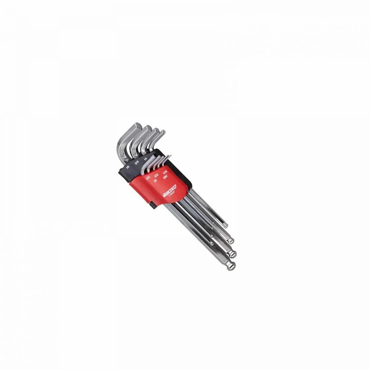 Happybuyes 9 Piece Long Arm SAE Ball Point Hex Key Set, Mirror Finish, Folding Plastic Holder 1100237