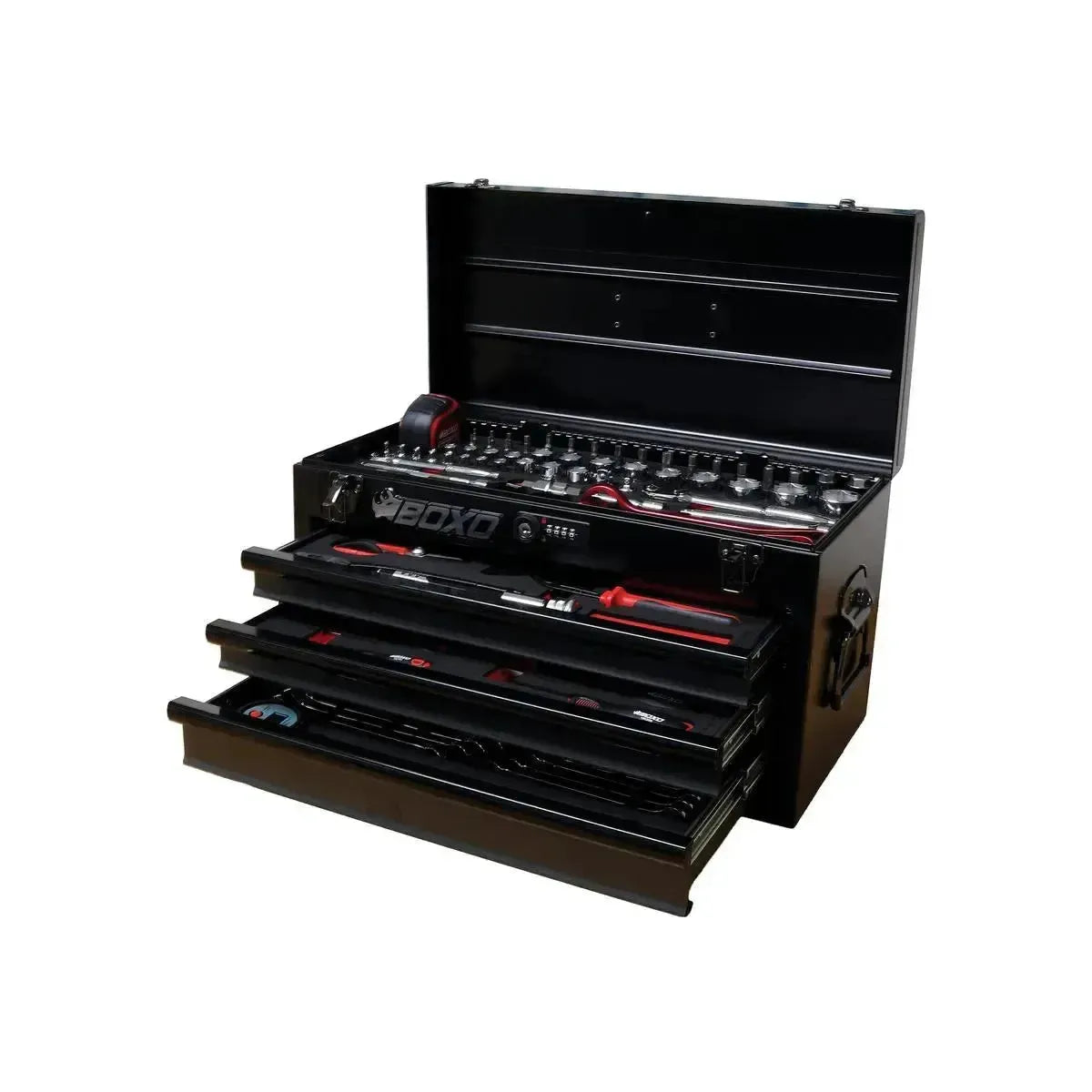 Happybuyes MotoBox | 103-Piece Metric Motorcycle 3-Drawer Hand Carry Tool Box MOTOBX1-BK