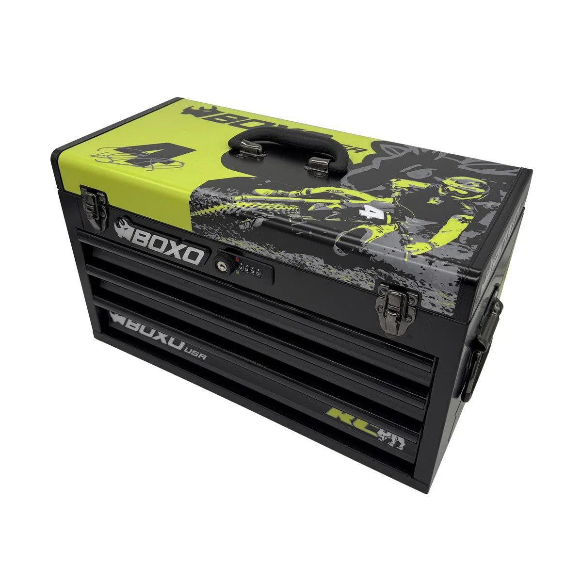 Happybuyes MotoBox | Ricky Carmichael 3-Drawer Portable Tool Box with 103-Piece Metric Motorcycle Tool Set MOTOBX1-BK-RC2