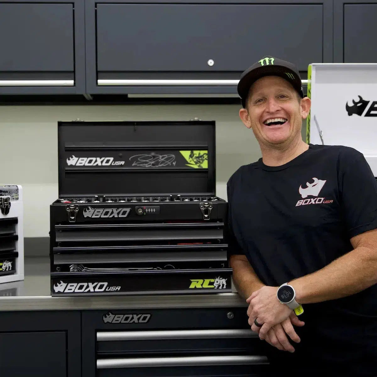 Happybuyes MotoBox | Ricky Carmichael 3-Drawer Portable Tool Box with 103-Piece Metric Motorcycle Tool Set MOTOBX1-BK-RC2