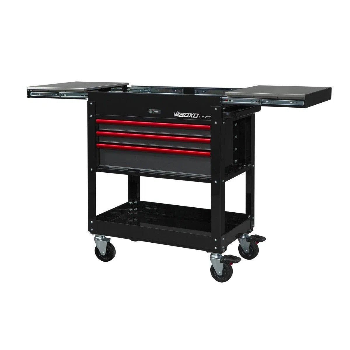 Happybuyes Pro Series | 35" 3-Drawer Slide-Top Service Cart Tool Box UAS340071L-BK-R