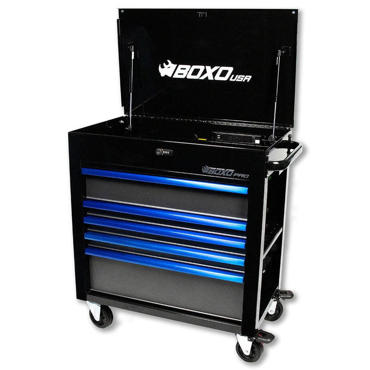 Happybuyes Pro Series | 35" 5-Drawer Flip-Top Service Cart Tool Box UAS341051L-BK-B