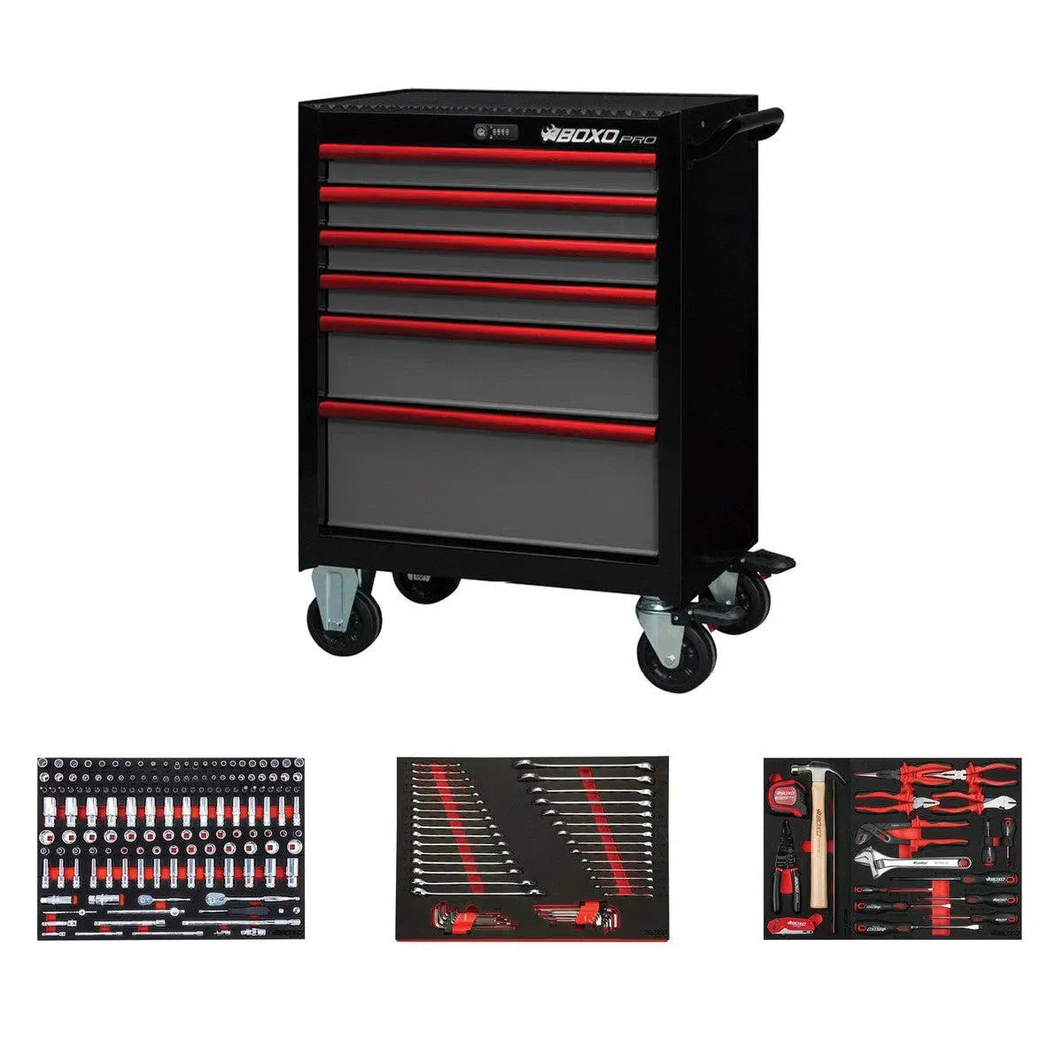 Happybuyes Pro Series | Loaded 26" 6-Drawer Rolling Tool Box 26BM-BK