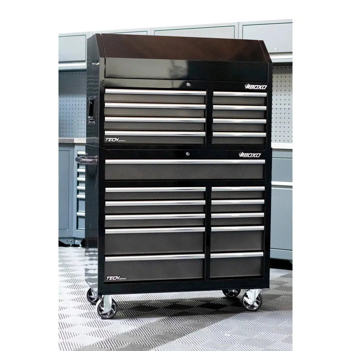 Happybuyes Tech Series | 41" 19-Drawer Rolling Tool Box | Black 41TB-BK