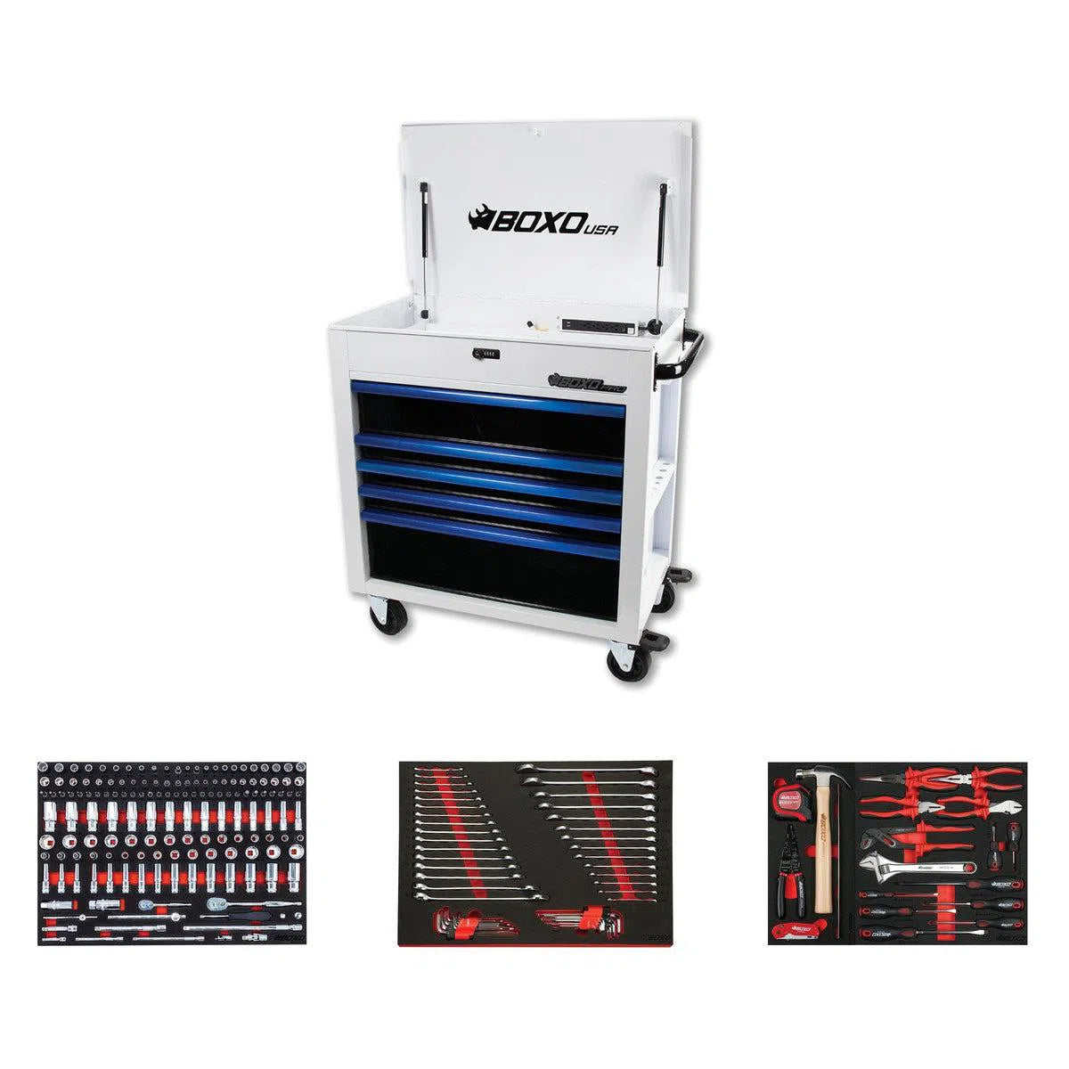 Happybuyes Pro Series | Loaded 35" 5-Drawer Flip-Top Service Cart Tool Box 35FBM-W-B
