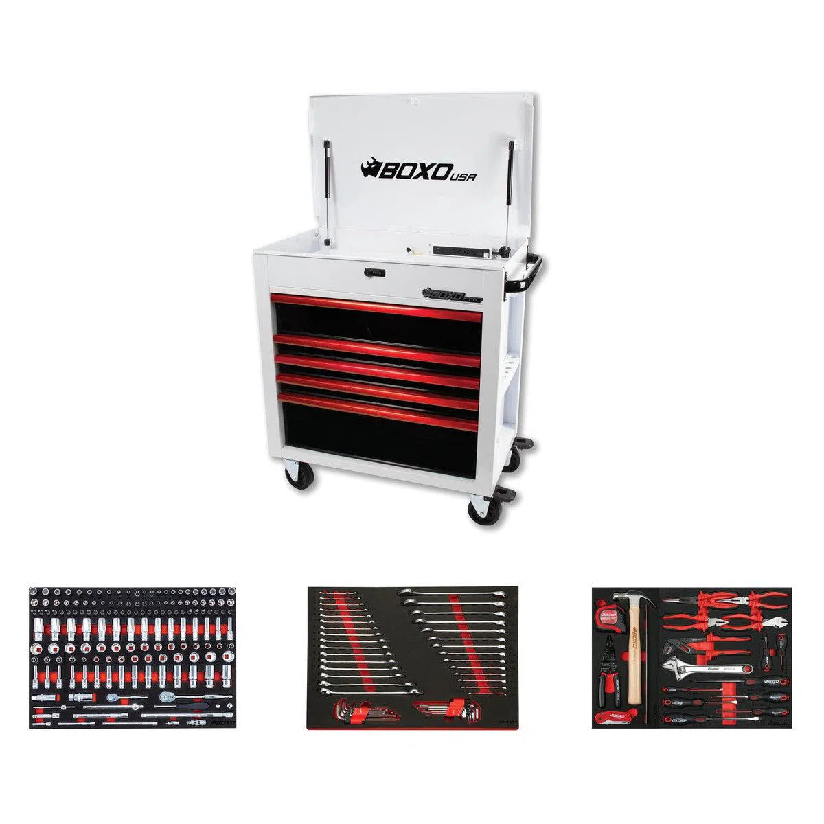 Happybuyes Pro Series | Loaded 35" 5-Drawer Flip-Top Service Cart Tool Box 35FBM-W-R
