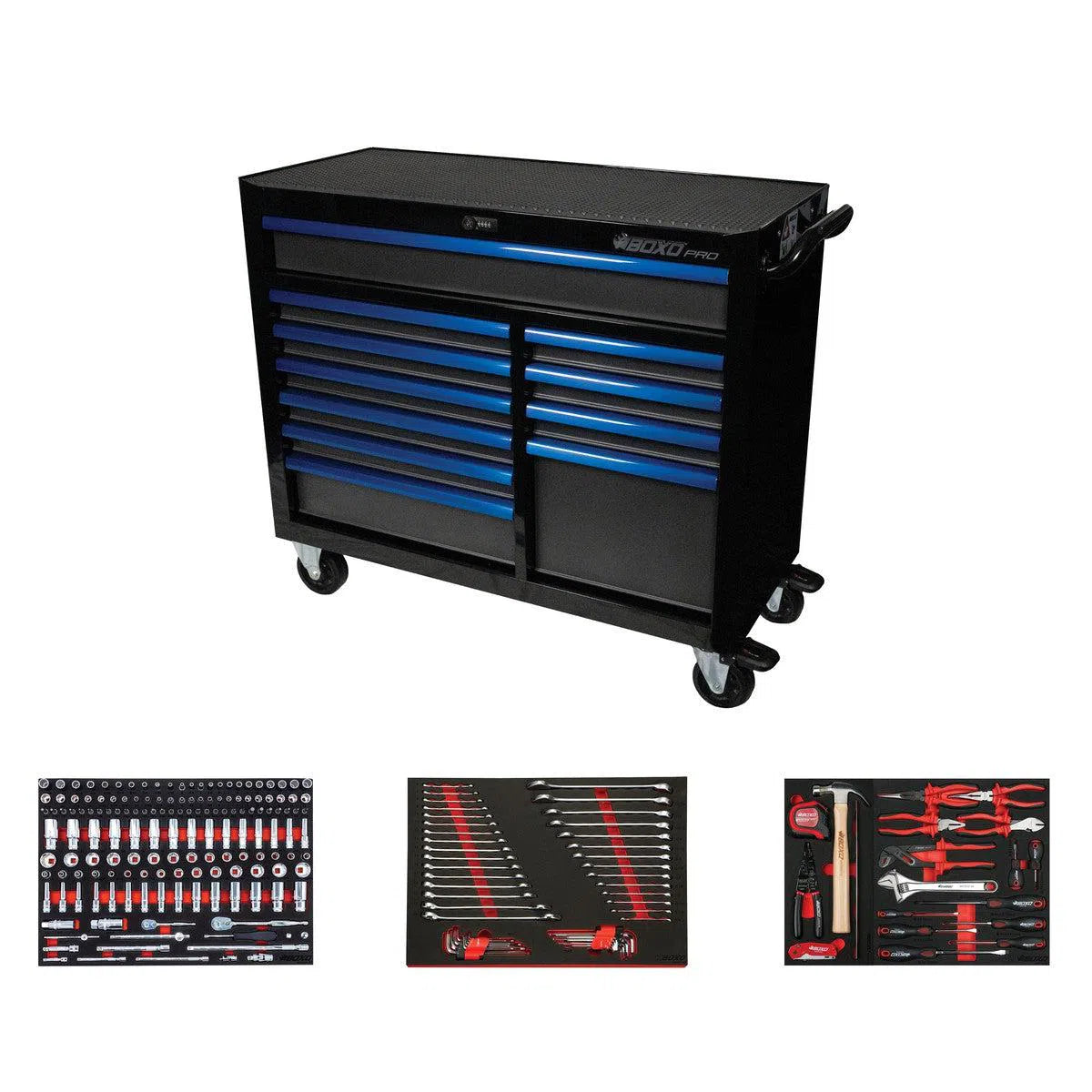 Happybuyes Pro Series | Loaded 45" 11-Drawer Rolling Tool Box 45BM-BK