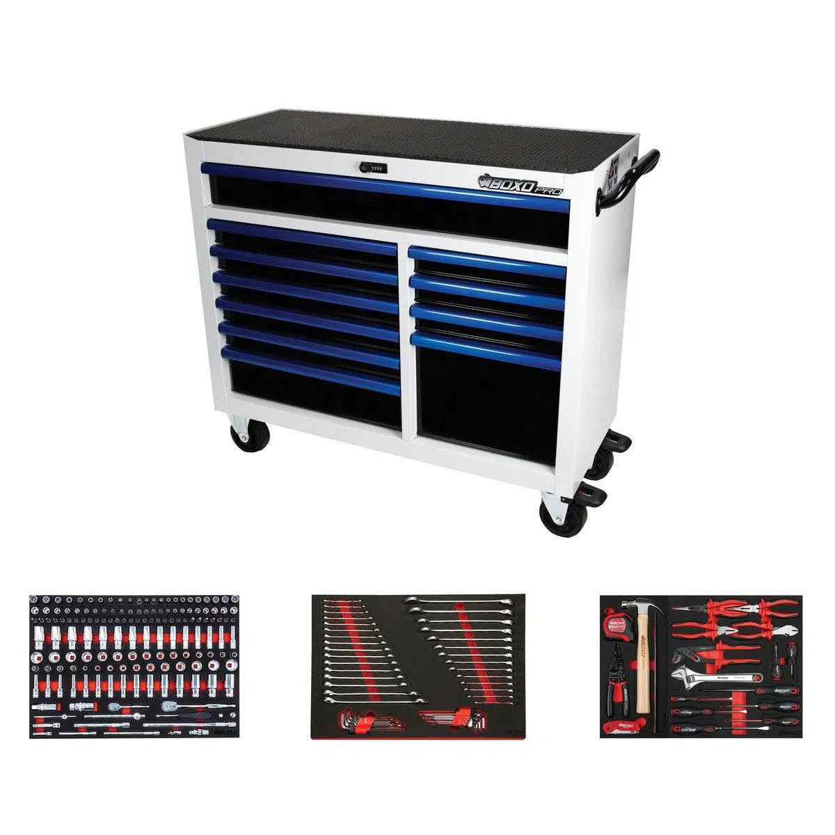 Happybuyes Pro Series | Loaded 45" 11-Drawer Rolling Tool Box 45BM-W