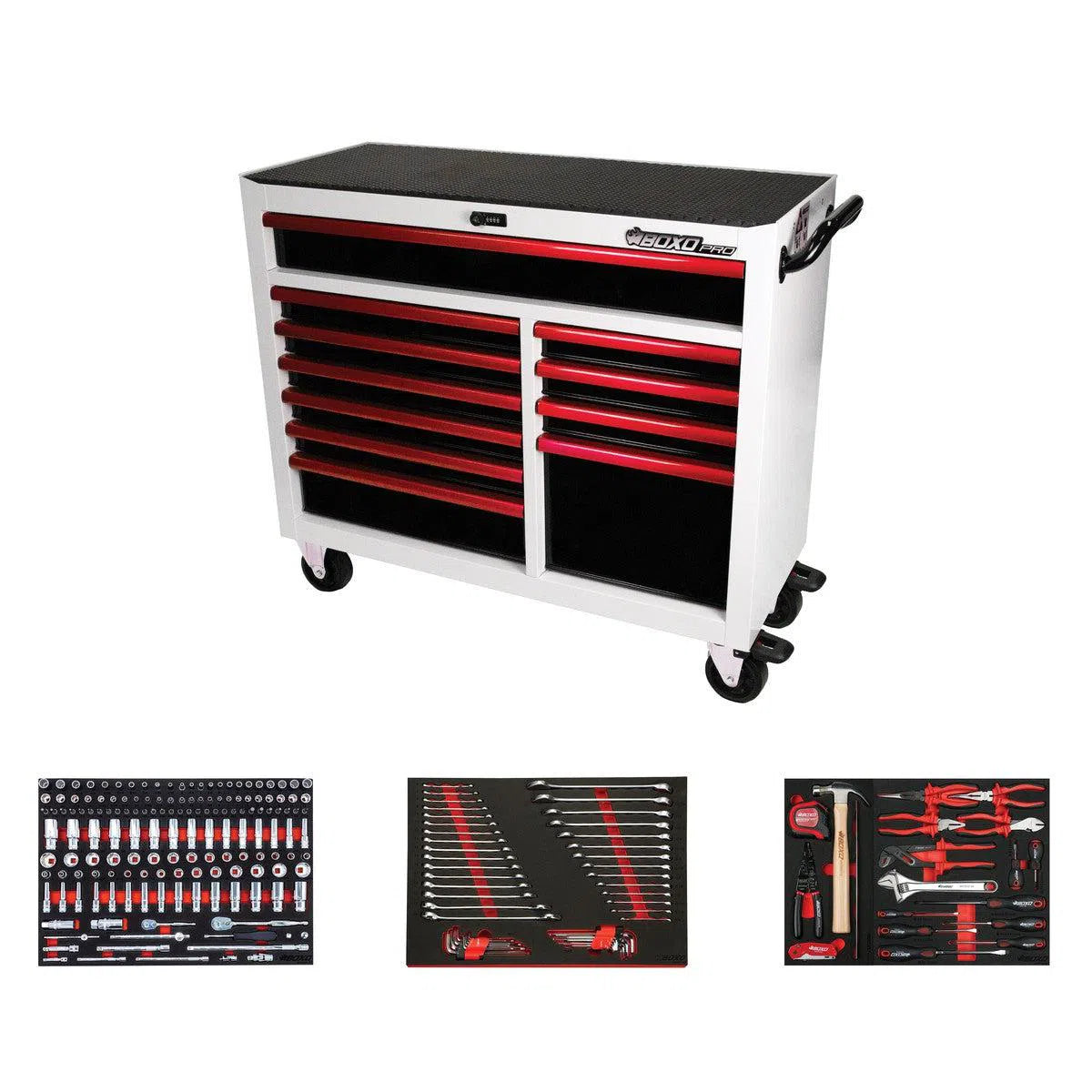 Happybuyes Pro Series | Loaded 45" 11-Drawer Rolling Tool Box 45BM-W-R