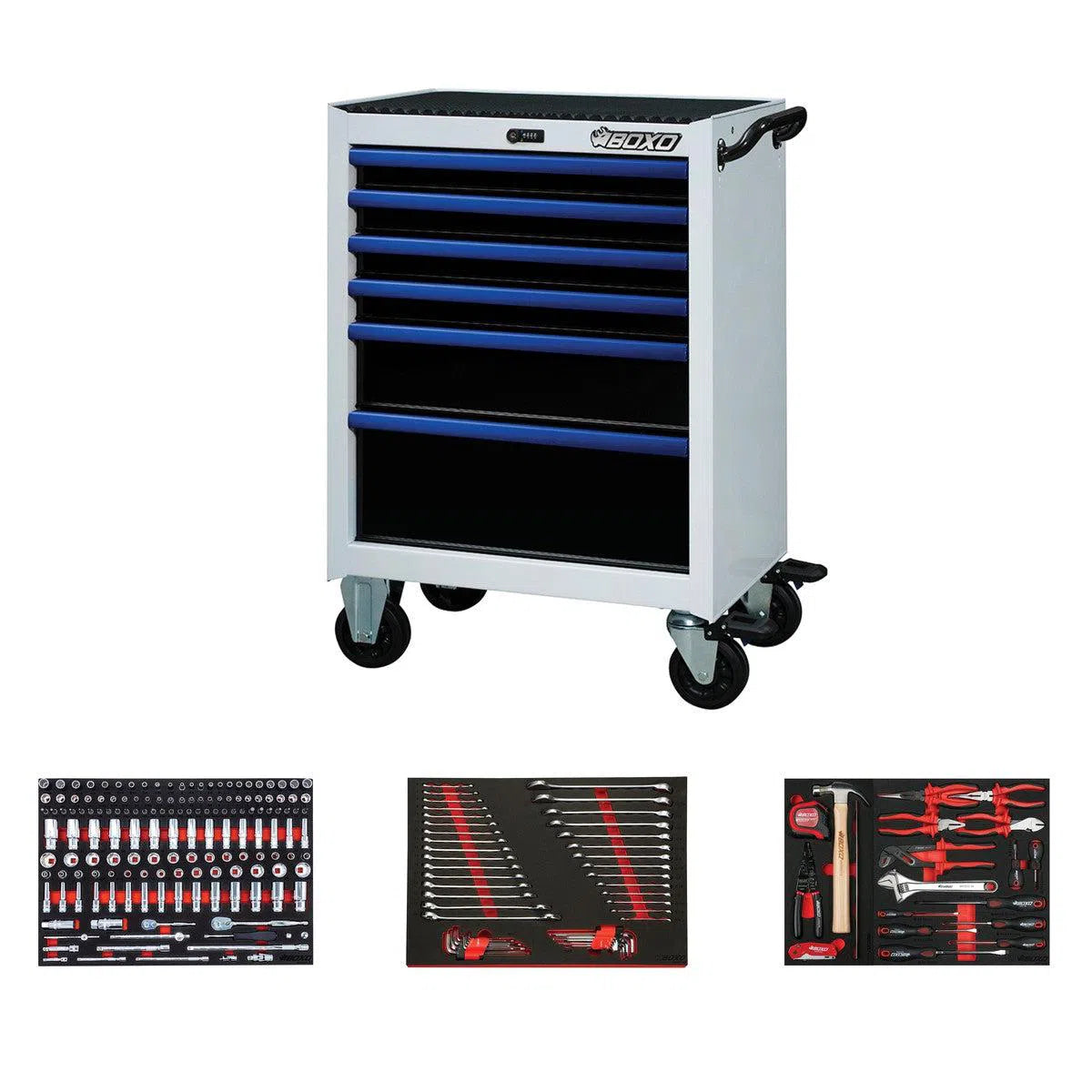 Happybuyes Pro Series | Loaded 26" 6-Drawer Rolling Tool Box 26BM-W-B