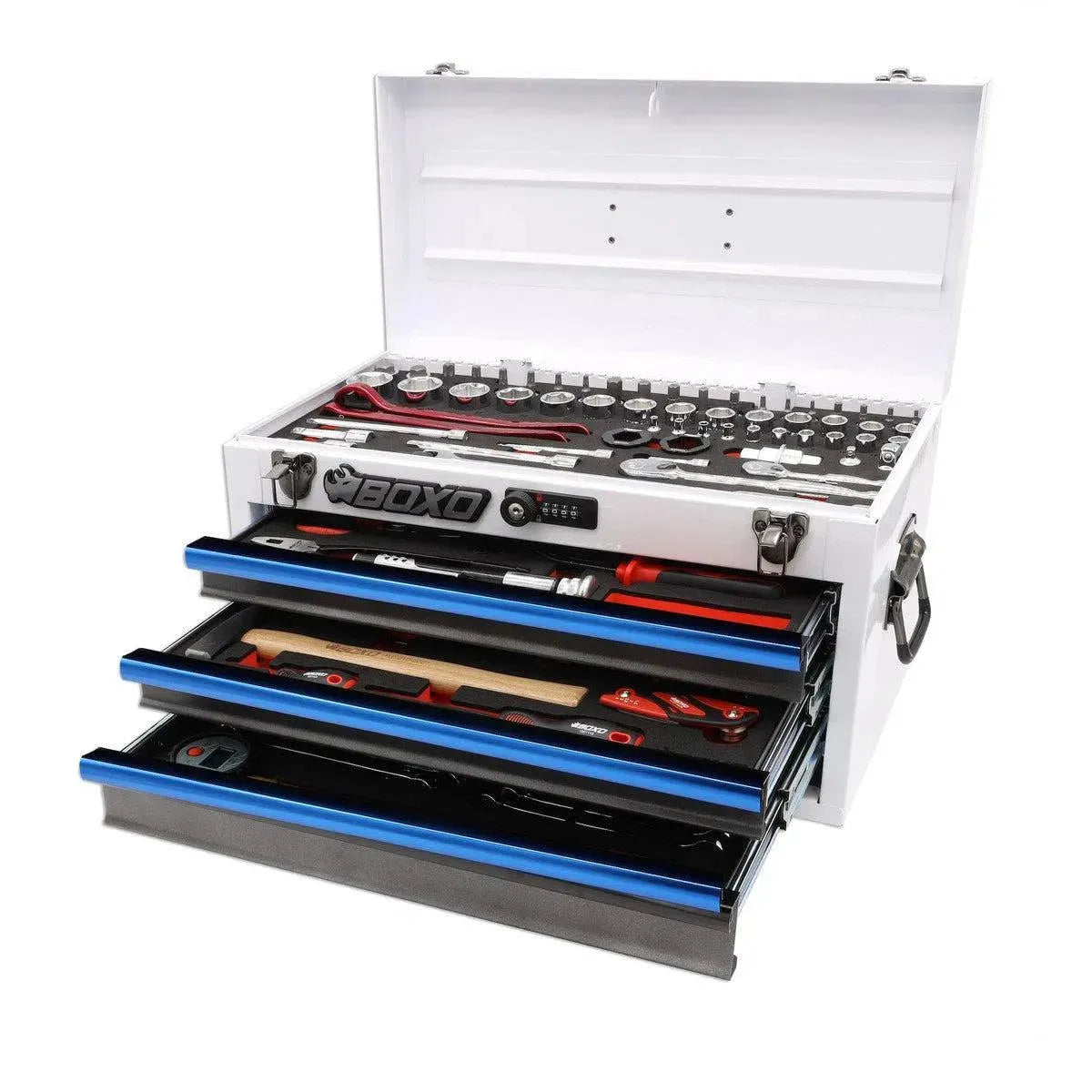 Happybuyes MotoBox | 103-Piece Metric Motorcycle 3-Drawer Hand Carry Tool Box MOTOBX1-B