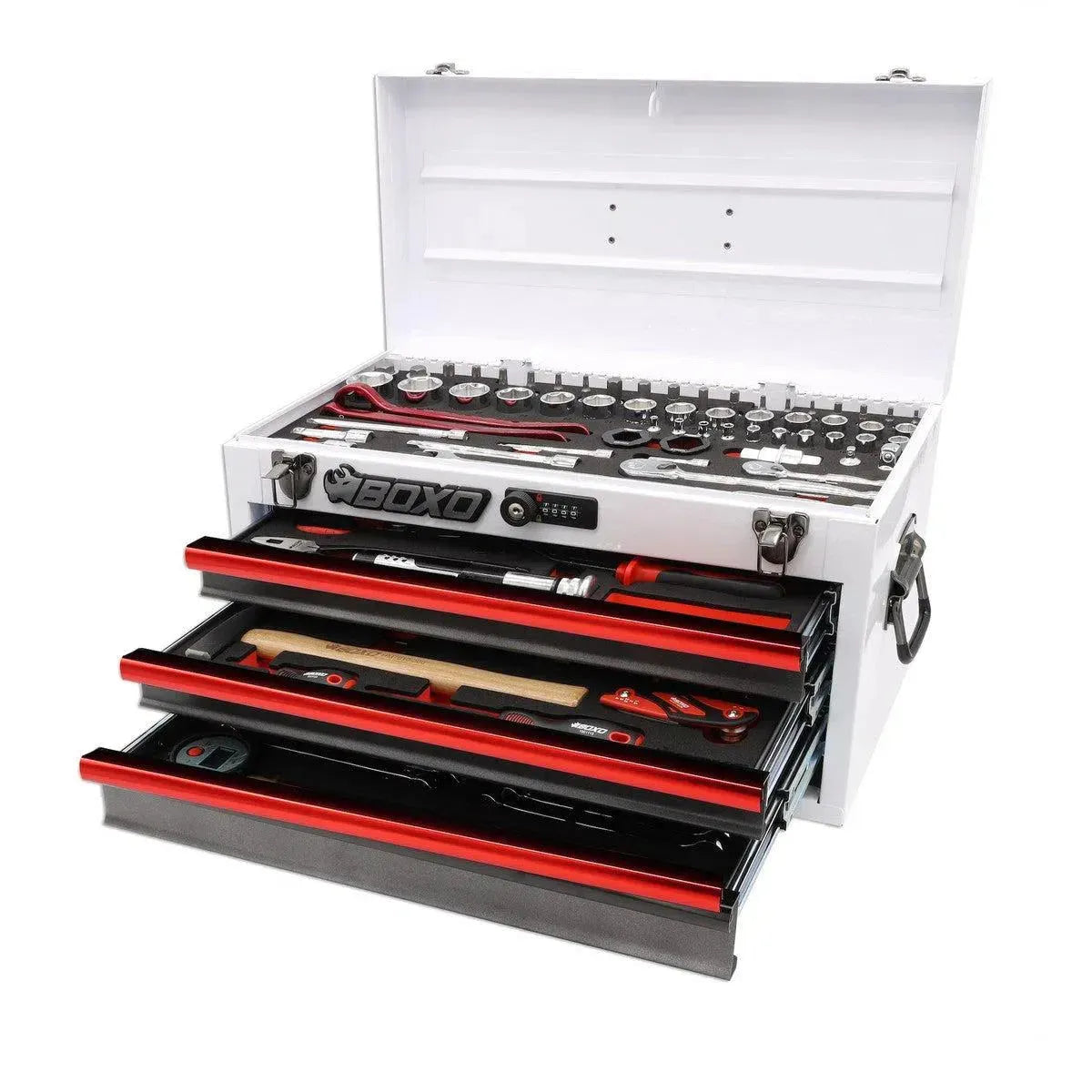 Happybuyes MotoBox | 103-Piece Metric Motorcycle 3-Drawer Hand Carry Tool Box MOTOBX1-R