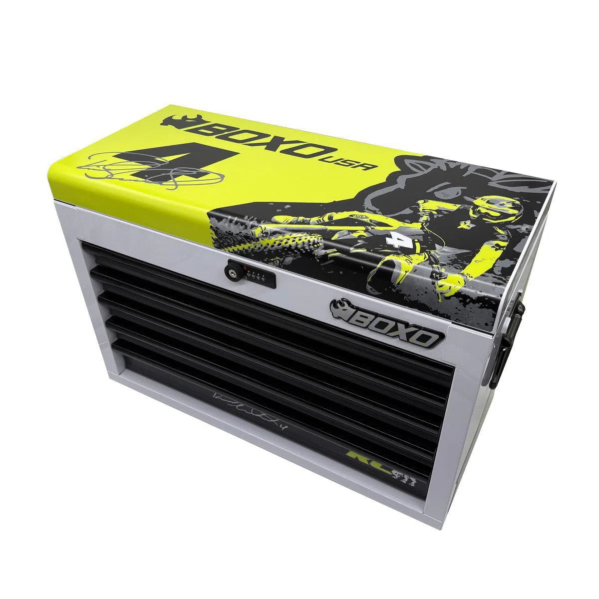 Happybuyes MotoBox | Ricky Carmichael 26" 5-Drawer Portable Tool Box with 103-Piece Metric Motorcycle Tool Set MOTOBX5-W-RC2