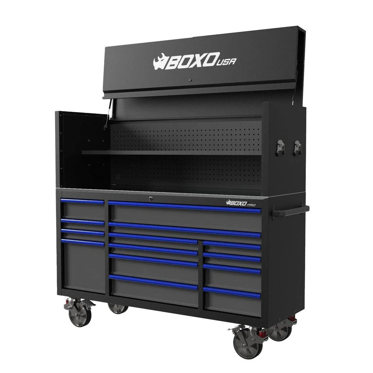 Happybuyes Pro Series | 72" 14-Drawer Garage Top Rolling Tool Box | Black 72TB-BK-B
