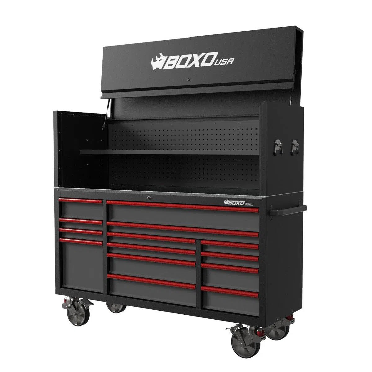 Happybuyes Pro Series | Loaded 72" 14-Drawer Garage Top Rolling Tool Box | Black 72TBM-BK-R