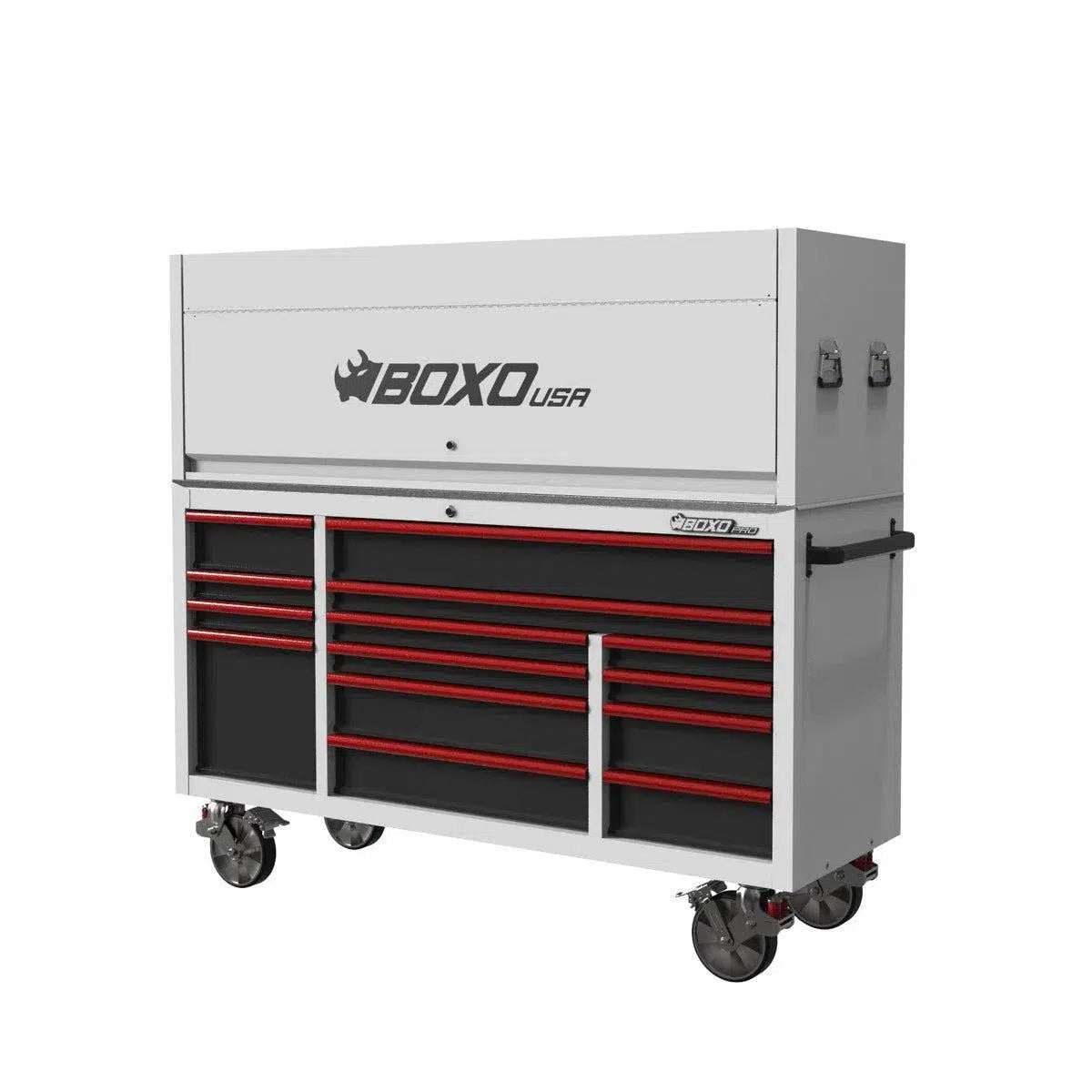 Happybuyes Pro Series | Loaded 72" 14-Drawer Garage Top Rolling Tool Box | White 72TBM-W-R