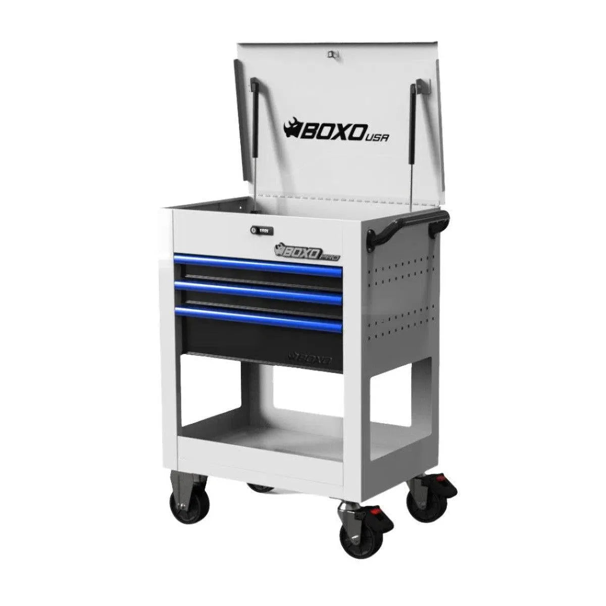 Happybuyes Pro Series | 28" 3-Drawer Flip top Service Cart Tool Box UAS2603L-W-1-B