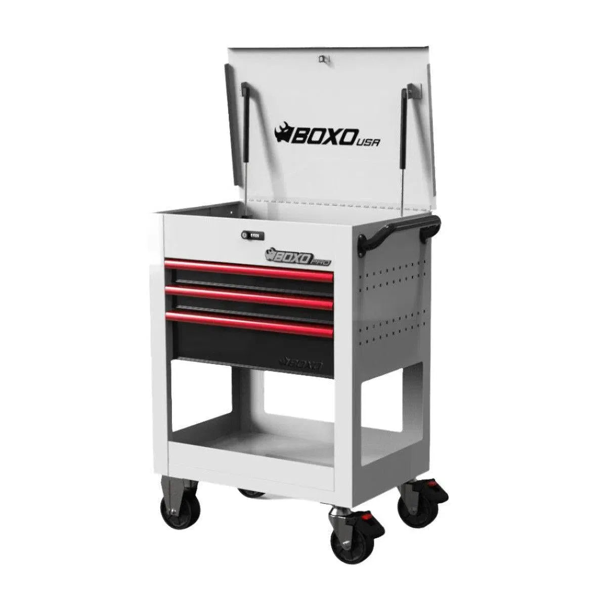 Happybuyes Pro Series | 28" 3-Drawer Flip top Service Cart Tool Box UAS2603L-W-1-R