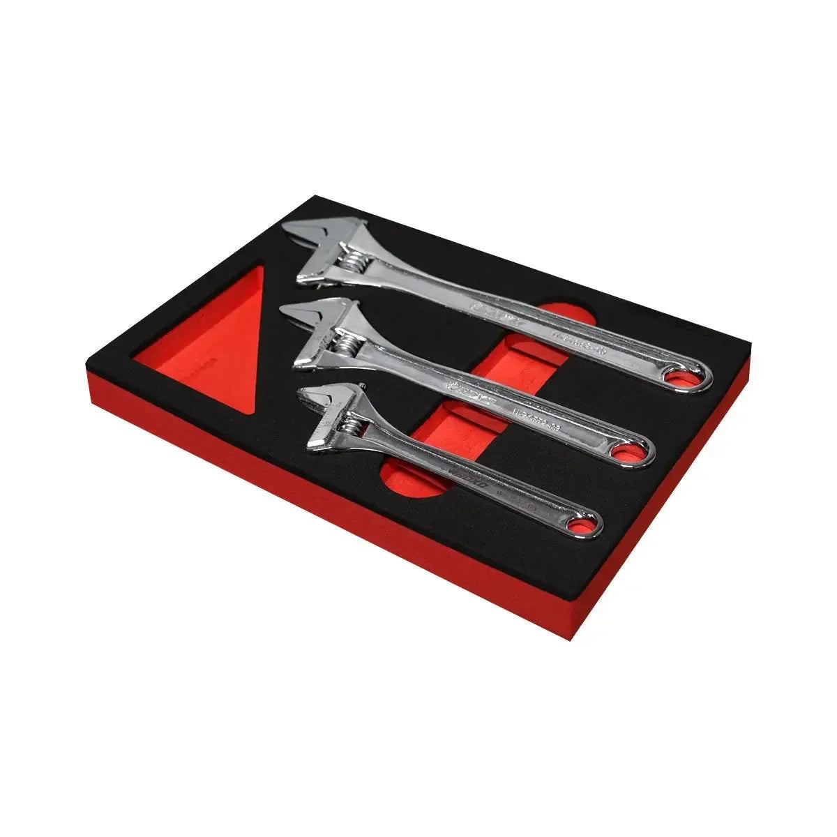 Happybuyes 3-Piece Adjustable Chrome Wrench Set | 2/9 Drawer EVA Foam BX870-R