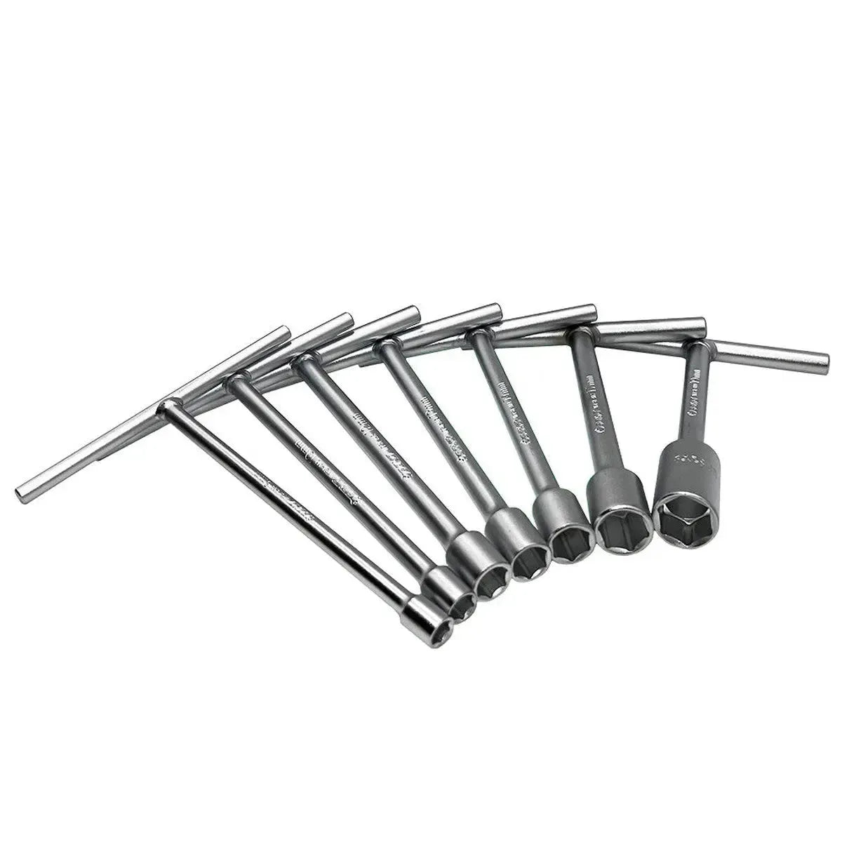 Happybuyes 7-Piece Short T-Handle Socket Wrench Set with Holder Rack For Hand Carry Box WTS-AC