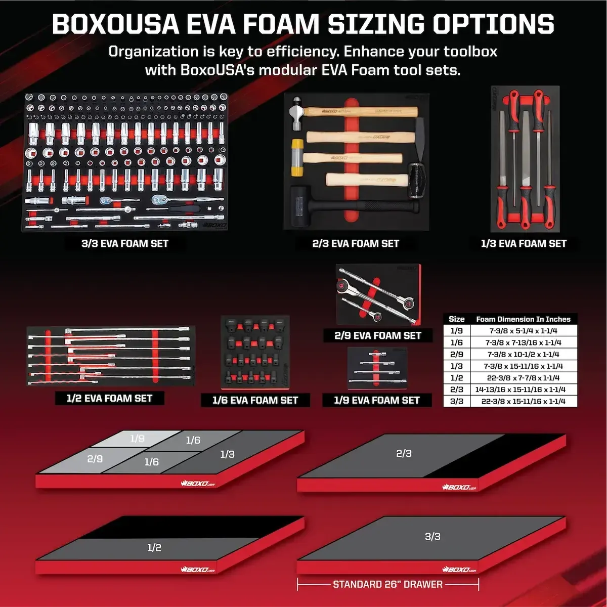 Happybuyes 7-Piece Pound Through Slotted & Phillips Screwdriver Set | 1/3rd EVA Foam BX096-R